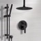 Matte Black Ceiling Shower System With Rain Shower Head and Hand Shower